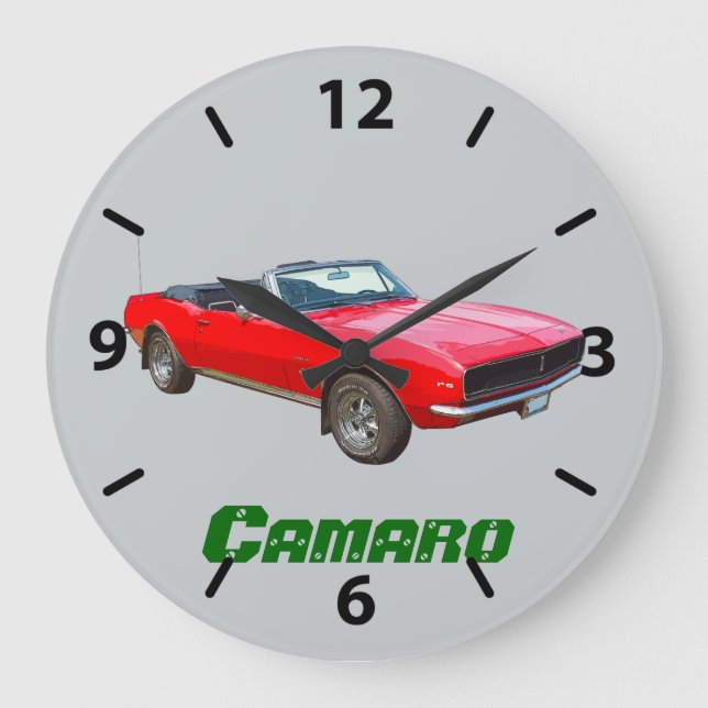 1967 röda konvertibla Camaro muskelbil Stor Klocka (Framsida)