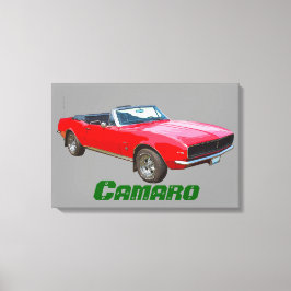 1967 rött konvertibelt Camaro Muscle Car. Canvastryck