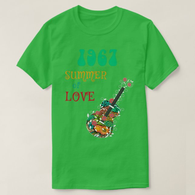 1967 Sommaren Kärlek Hippie Abstrakt Guitar T Shirt (Design framsida)