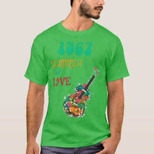1967 Sommaren Kärlek Hippie Abstrakt Guitar T Shirt