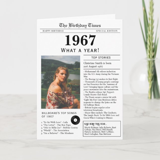 1967 Tidningsfödelsedags kort (Framsida)