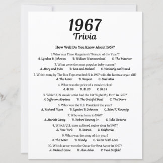 1967 Trivia Spel | 59-års Födelsedagsfirande