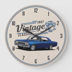 1967 Vintage Chevelle Classic Car Large Clock Stor Klocka