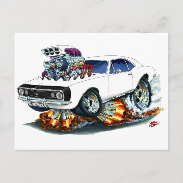 1967 Vit-svart Camaro SS-bil Vykort (Framsida)