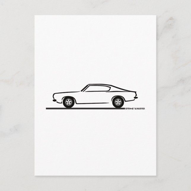 1968 1969 Plymouth Barracuda Vykort (Framsida)