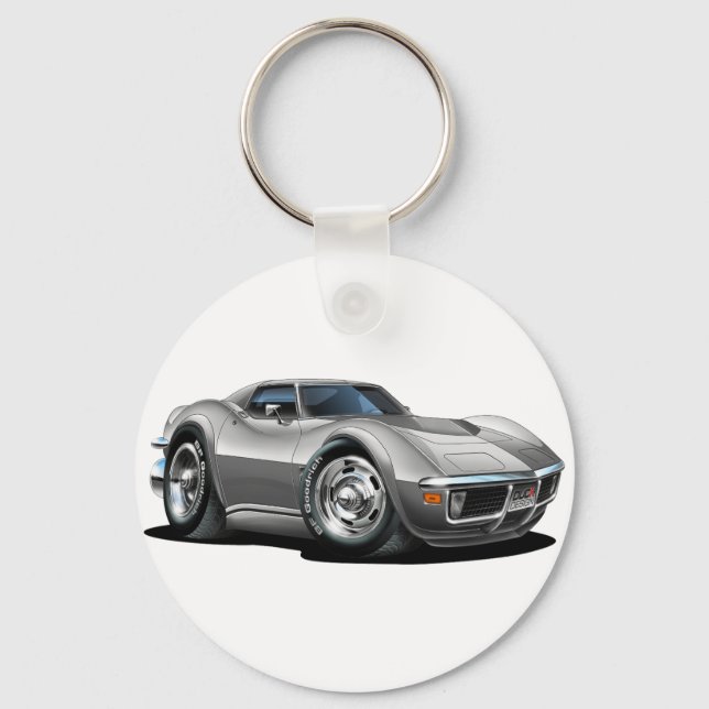 1968-1972 Corvette Silver bil Nyckelring (Framsida)