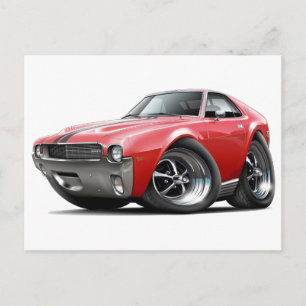 1968-69 AMX Red-Black Car Vykort