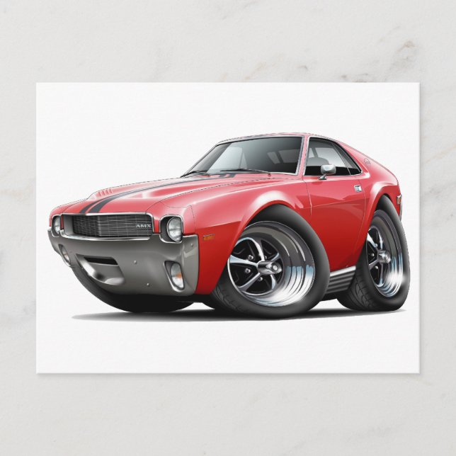 1968-69 AMX Red-Black Car Vykort (Framsida)