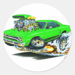 1968-69 Plymouth GTX Lime Car Runt Klistermärke