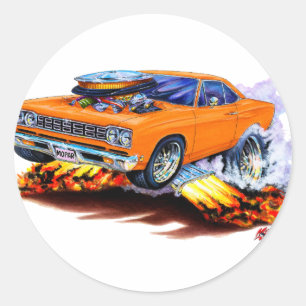 1968-69 Roadrunner Orange Car Runt Klistermärke