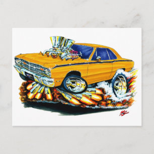 1968-71 Dodge Dart Orange Car Vykort