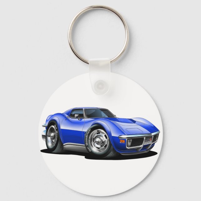 1968-72 Corvette Blue Car Nyckelring (Framsida)