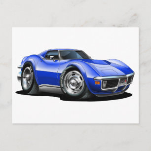 1968-72 Corvette Blue Car Vykort