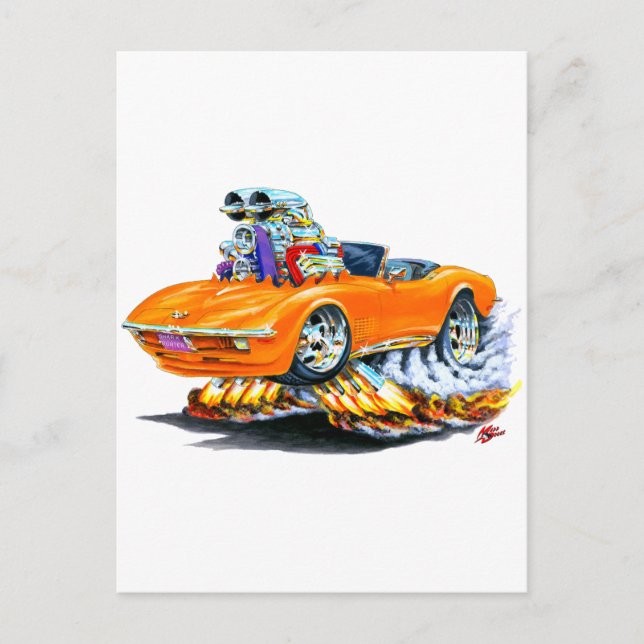 1968-72 Konvertibel korvettOrange Vykort (Framsida)