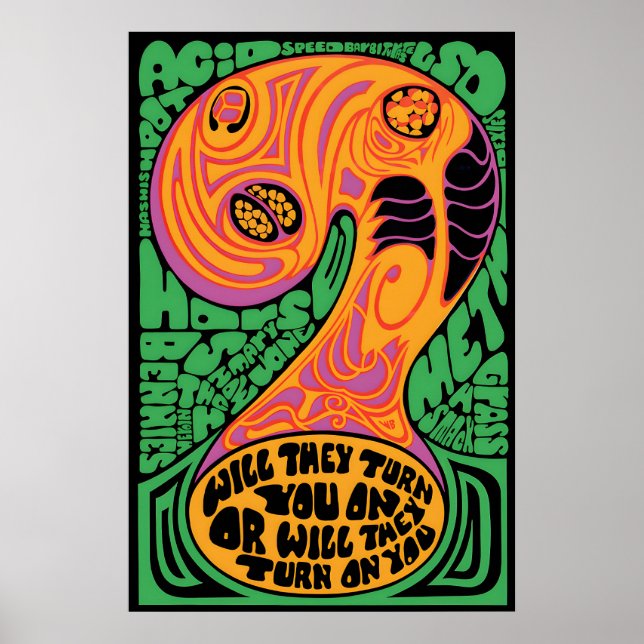 1968 Antidrogpropagandaaffisch Kommer De Slå Till Poster (Framsidan)
