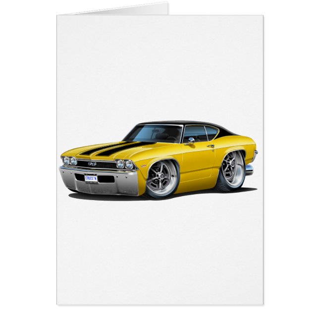 1968 Chevelle Gult-Black Rand Hälsningskort (Framsidan)