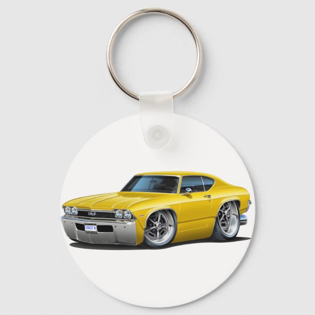 1968 Chevelle Gult Car Nyckelring (Framsida)
