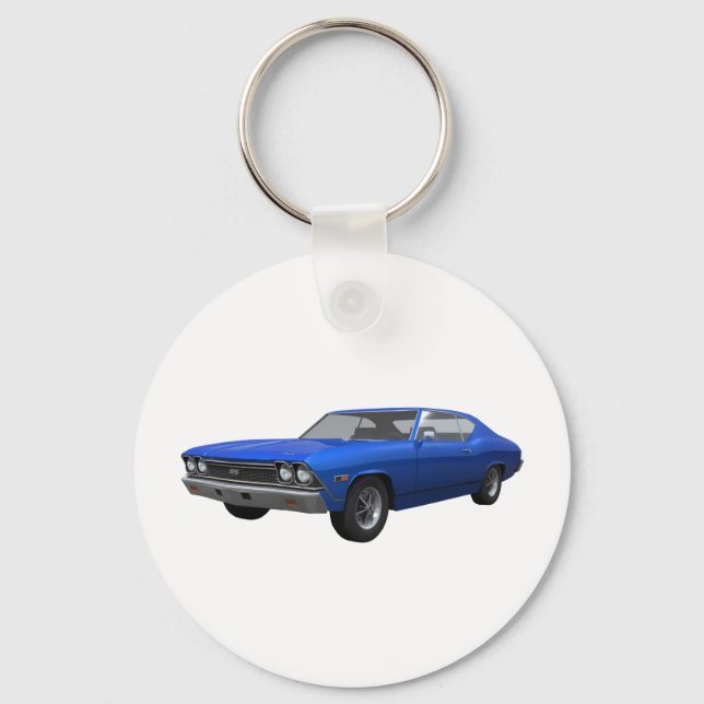 1968 Chevelle S: Blue Avsluta Nyckelring (Framsida)