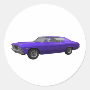 1968 Chevelle S: Lila Avslutar Runt Klistermärke