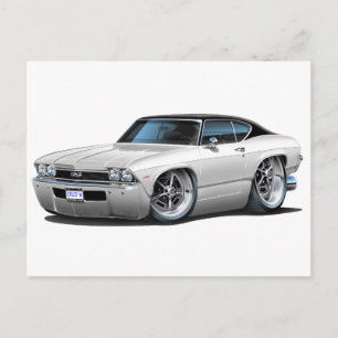 1968 Chevelle White Black Top Vykort