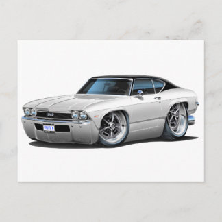 1968 Chevelle White Black Top Vykort