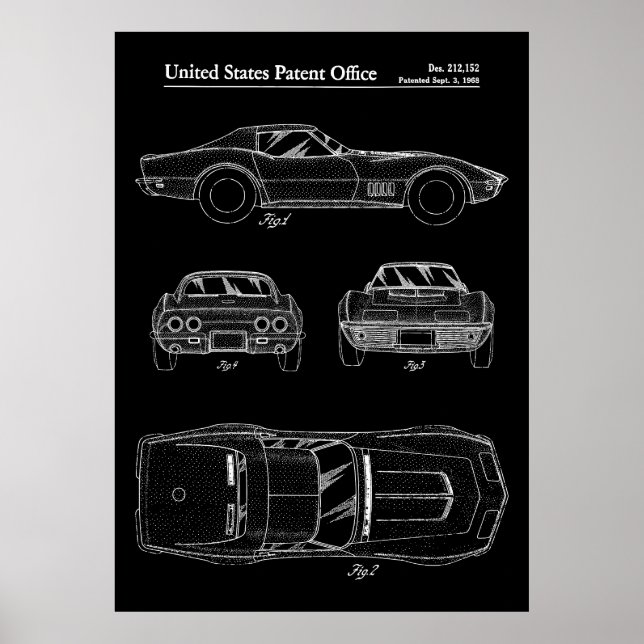 1968 Corvette Stingray Patent Poster (Framsidan)