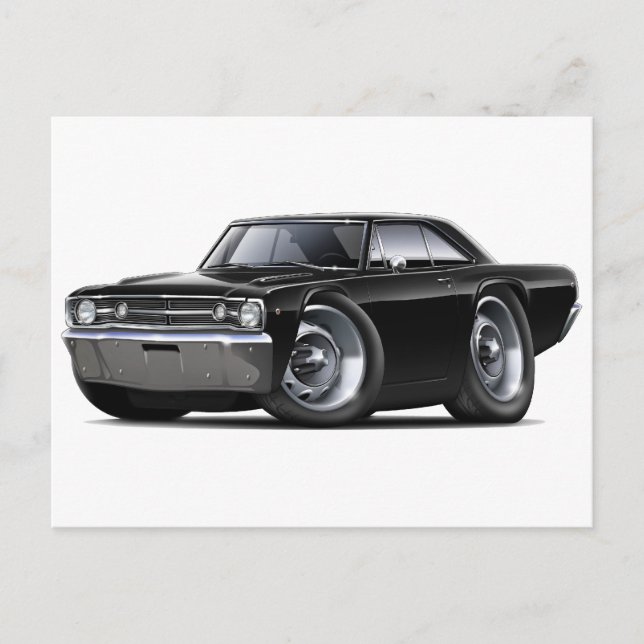 1968 Dart Black Car Vykort (Framsida)