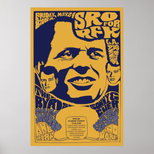 1968 "endast stående rum" RFK Psychedelic Poster