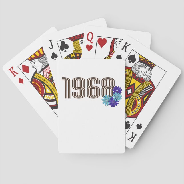 1968 Fredstecken Hippie Flower Power Aqua Lila Casinokort (Baksidan)