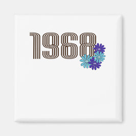 1968 Fredstecken Hippie Flower Power Aqua Lila Magnet