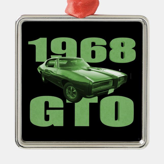 1968 Grönt av Pontiac GTO Muscle Julgransprydnad Metall (Framsidan)