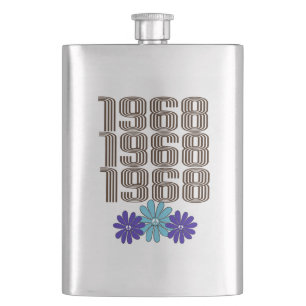1968 Hippie Flower Power Fredstecken Aqua Lila Fickplunta