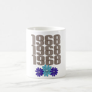 1968 Hippie Flower Power Fredstecken Aqua Lila Kaffemugg
