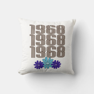 1968 Hippie Flower Power Fredstecken Aqua Lila Kudde