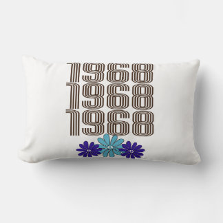 1968 Hippie Flower Power Fredstecken Aqua Lila Lumbarkudde