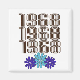 1968 Hippie Flower Power Fredstecken Aqua Lila Magnet