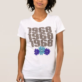 1968 Hippie Flower Power Fredstecken Aqua Lila T Shirt