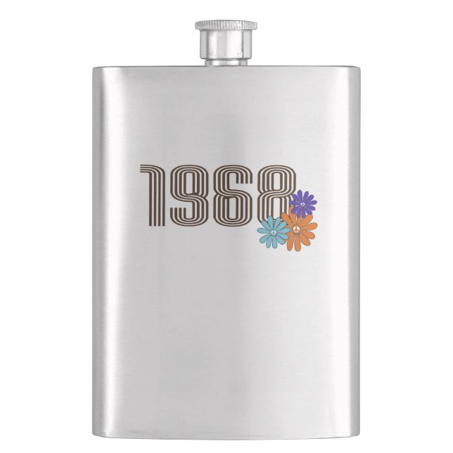 1968 Hippie Fredstecken Flower Orange Aqua Lila Fickplunta (Framsidan)