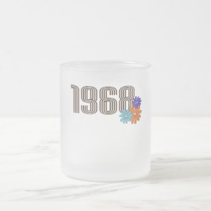 1968 Hippie Fredstecken Flower Orange Aqua Lila Frostad Glasmugg