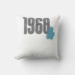 1968 Hippie Fredstecken Flower Power Aqua Kudde