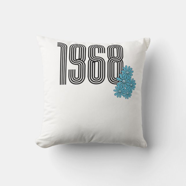 1968 Hippie Fredstecken Flower Power Aqua Kudde (Framsida)