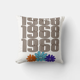 1968 Hippie Fredstecken Flowers Orange Aqua Lila Kudde