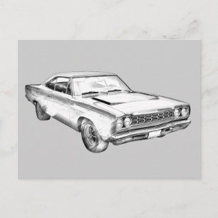 1968 Illustration av Plymouth Roadrunner Muscle Vykort