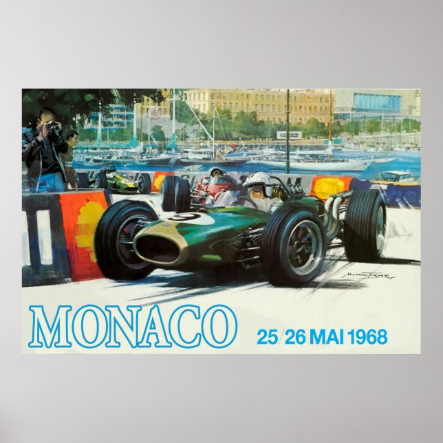1968 Monaco Grand Prix-Poster (skriv ut upp till 6 Poster (Framsidan)