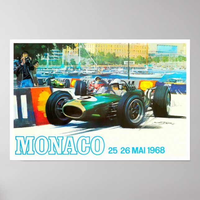 1968 Monaco Grand Prix vintage-tävla Poster (Framsidan)