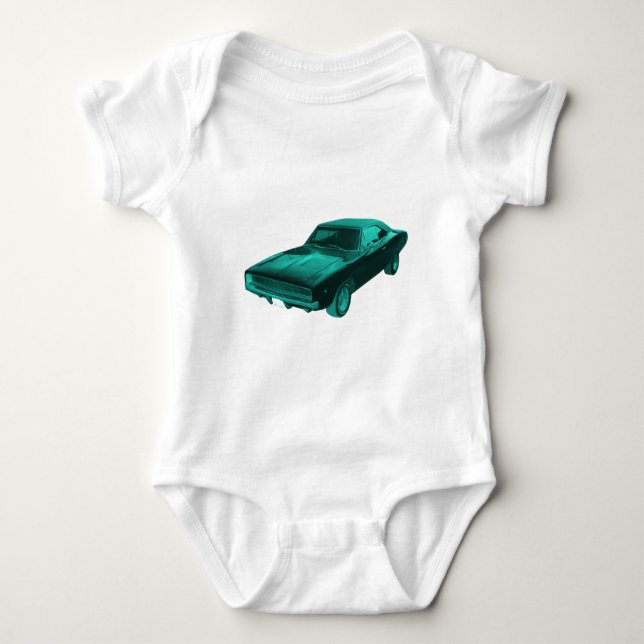 1968 mopar fintuppladdareblått t shirt (Framsida)