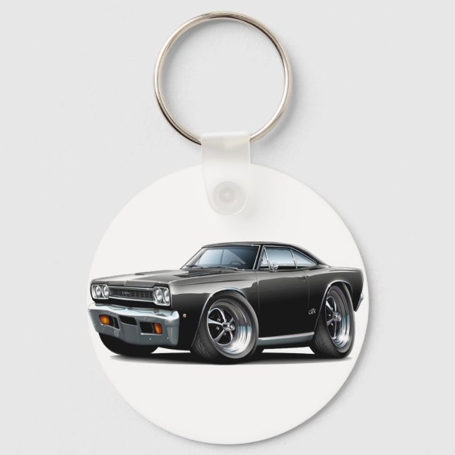 1968 Plymouth GTX Black Car Nyckelring (Framsida)