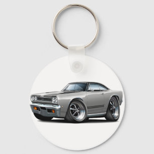 1968 Plymouth GTX Silver-Black Huva Car Nyckelring