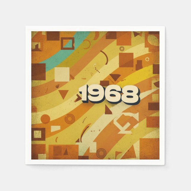 1968 - Retro-Vintage 60:s geometrisk design - Pappersservett (Framsidan)