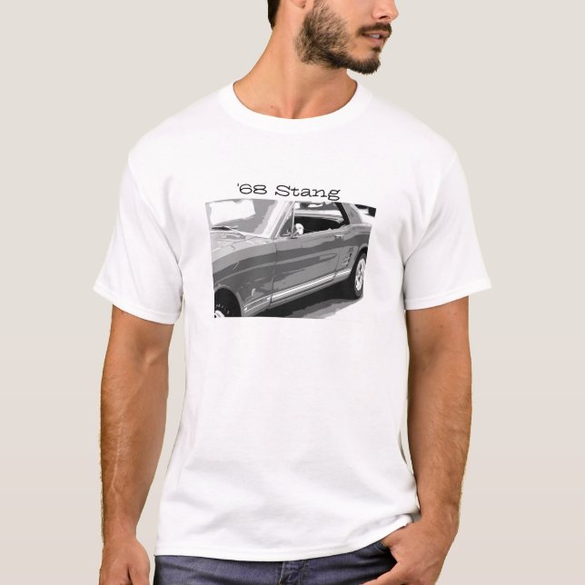 1968 Stang, den gammala mustangen i svart & vit T-shirt (Framsida)
